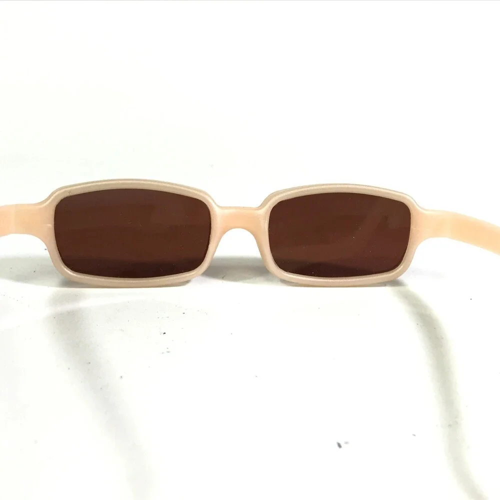 Miraflex Sunglasses NEW BABY 2 Nude Rectangular Frames with Red Lenses